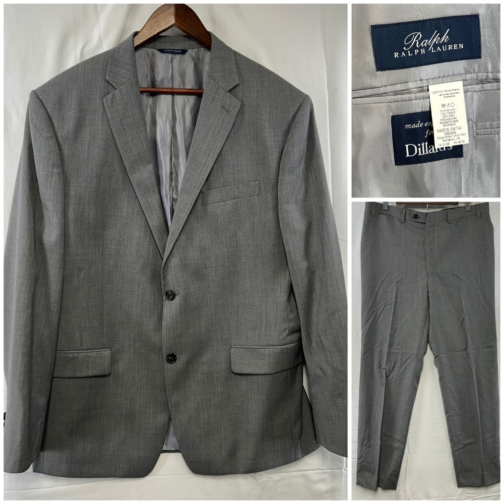 Ralph Ralph Lauren Suit Mens 46R 37x32 Grey 100% Wool 2-Piece Dillard's Canada